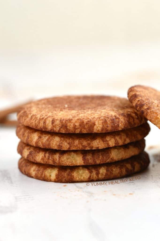 A stack of Keto Snickerdoodle Cookies.